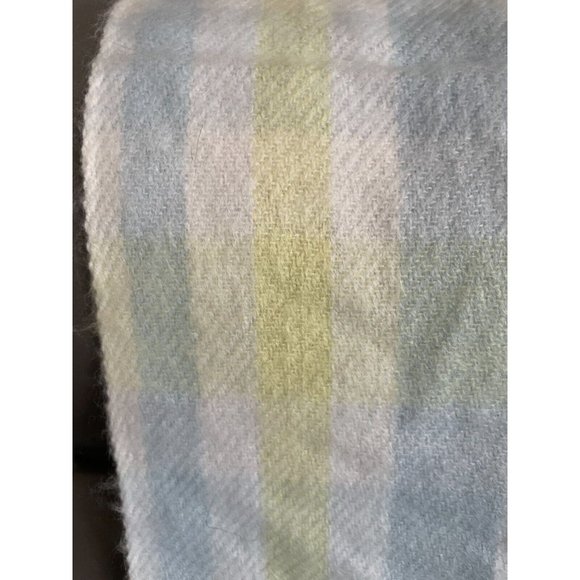 Vtg Pata Cake Japan Pastel Plaid Fringe %100 Acrylic Baby Blanket plaid waffle - Picture 4 of 8